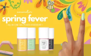 New AwsmColor Spring Fever Starter Gel Nail Polish Kit with Base Coat, Top Coat, UV Lamp, Clean Up Packs, Nail File & 2 Gel Polish in colours Cat's Pajamas & Freethinker