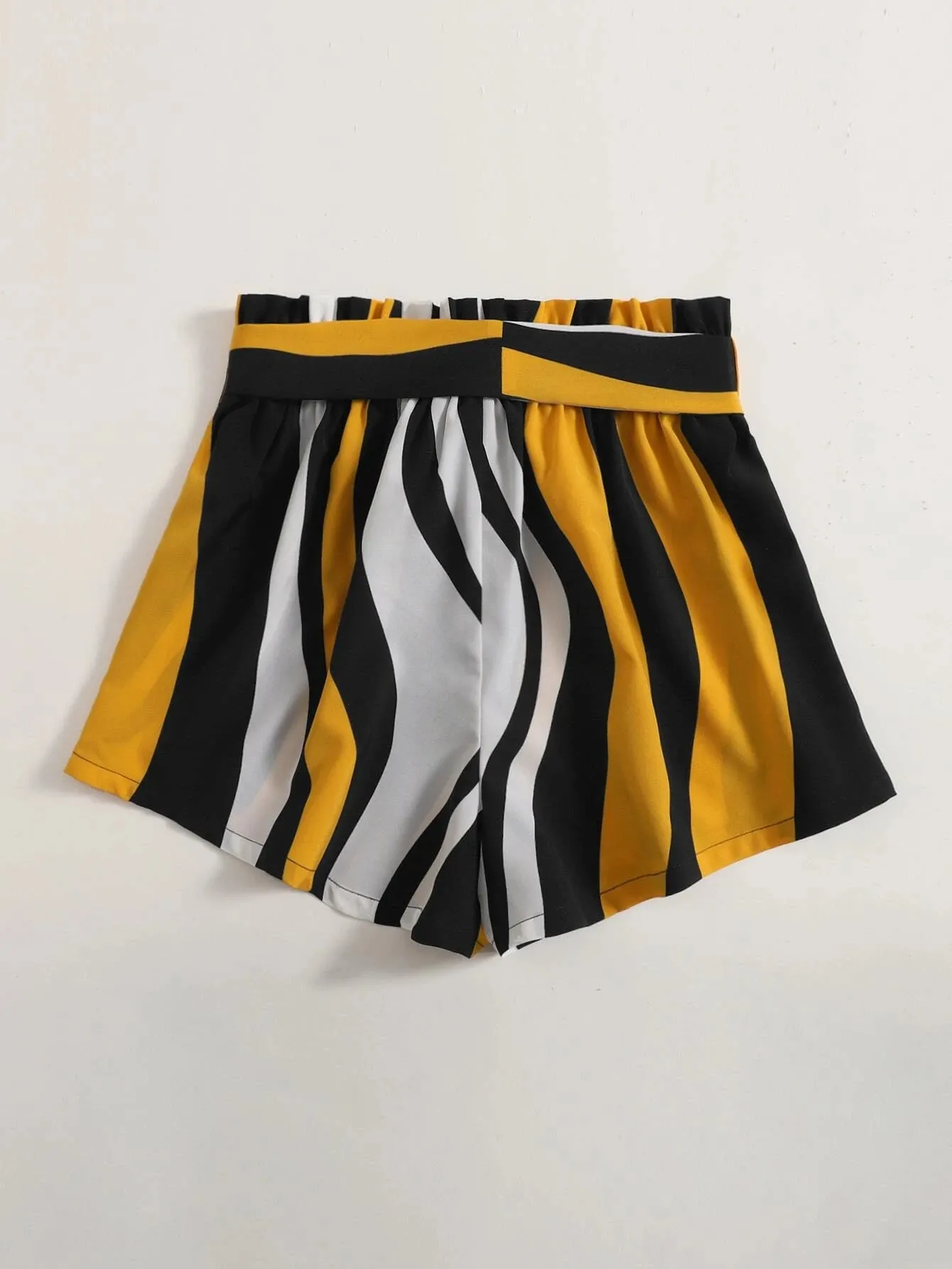 New SHEIN VCAY Paperbag Waist Belted Colorblock Shorts, Sz XS!