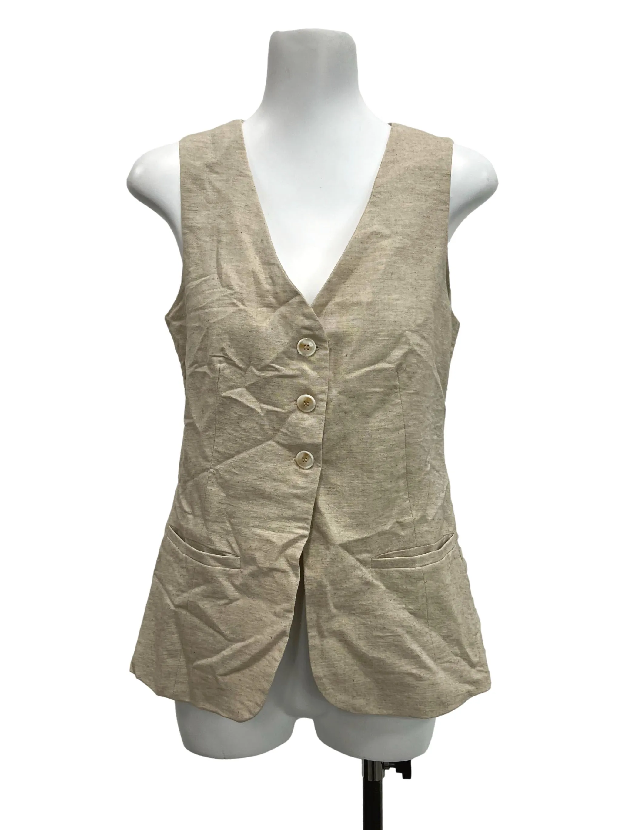 Nude Long V Neck Vest
