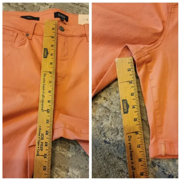 NWT NYDJ Ella Stretch Denim Peach Terracotta Cuffed Shorts. Size 18