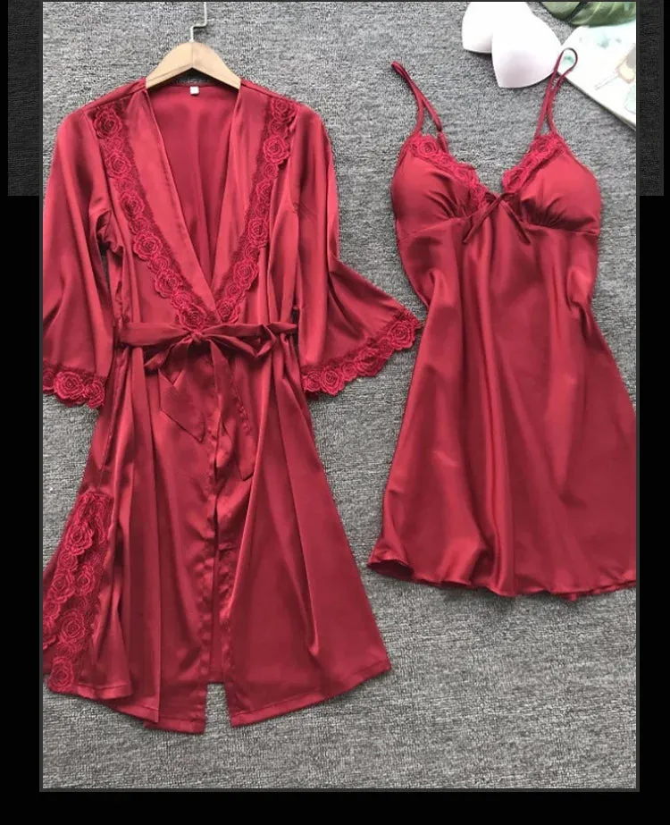 Obsidian Phoenix Women's Luxury 2-Piece Satin Pajama Set