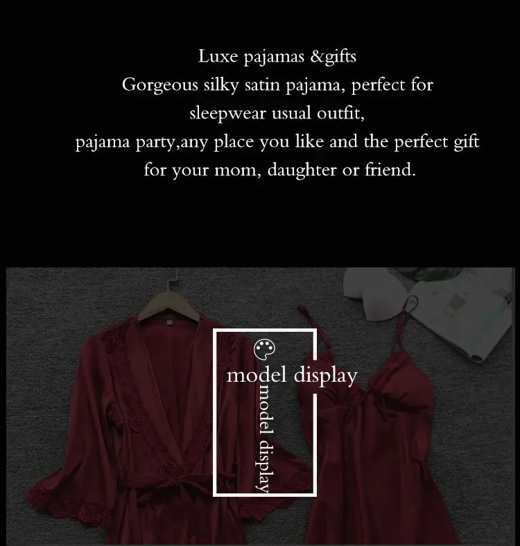 Obsidian Phoenix Women's Luxury 2-Piece Satin Pajama Set