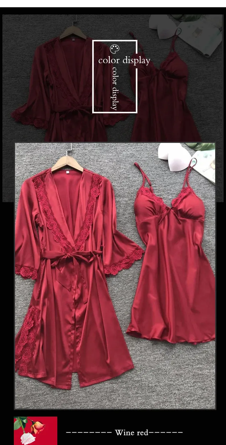 Obsidian Phoenix Women's Luxury 2-Piece Satin Pajama Set