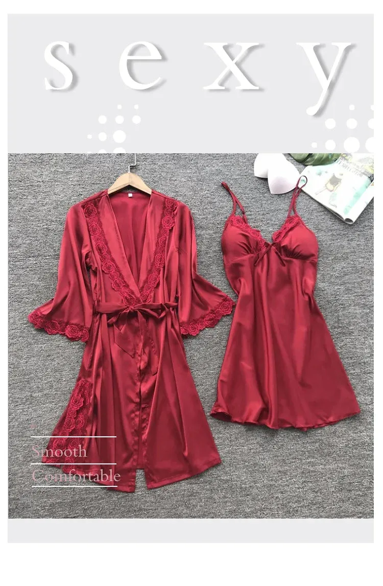 Obsidian Phoenix Women's Luxury 2-Piece Satin Pajama Set