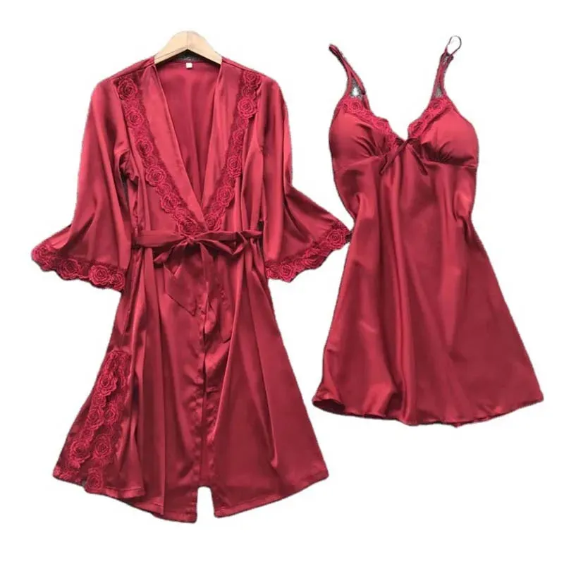 Obsidian Phoenix Women's Luxury 2-Piece Satin Pajama Set