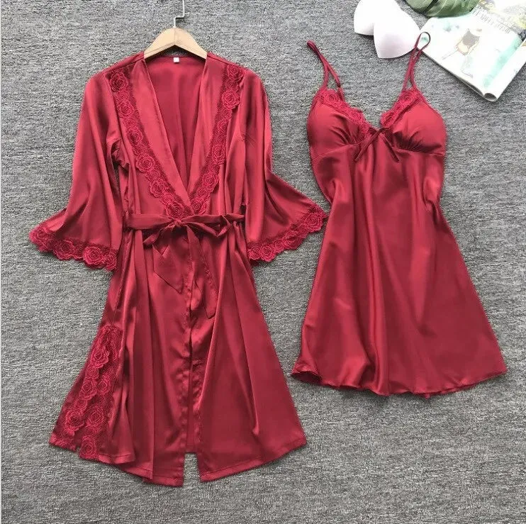 Obsidian Phoenix Women's Luxury 2-Piece Satin Pajama Set