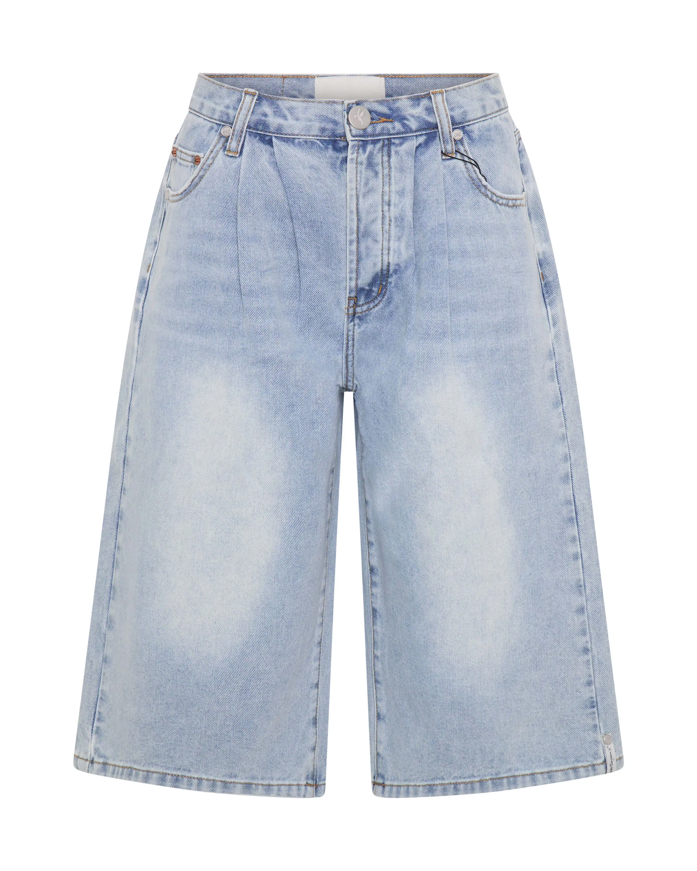 One Teaspoon - Beastie Low Waist Wide Leg Denim Shorts - Soft Blue