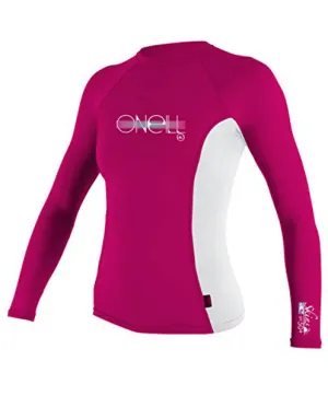 O'Neill - Girls Skins L/S Rash Vest - White/Pink