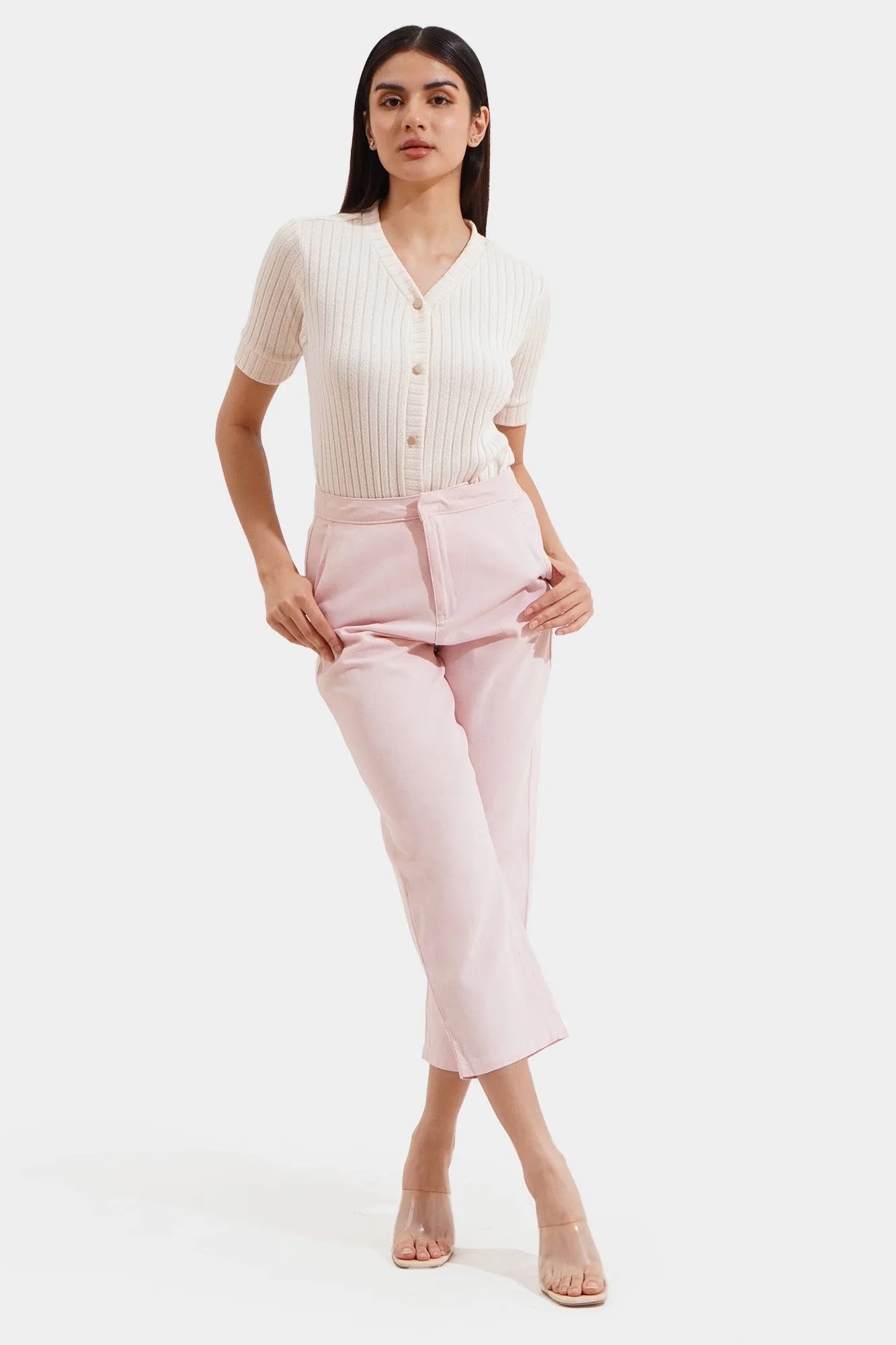 Openwork Button Down Tee