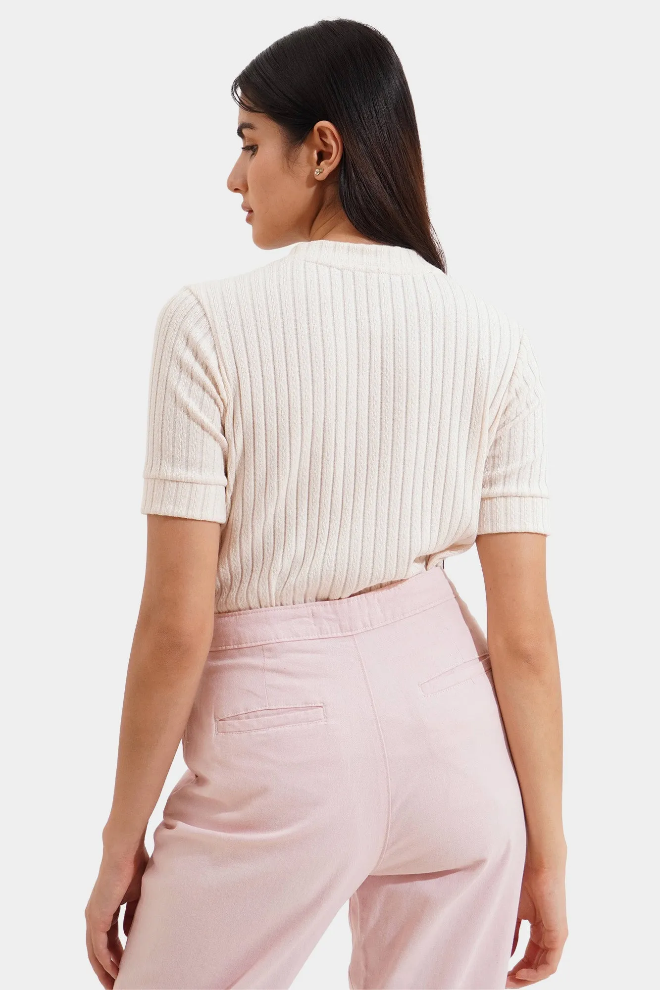 Openwork Button Down Tee