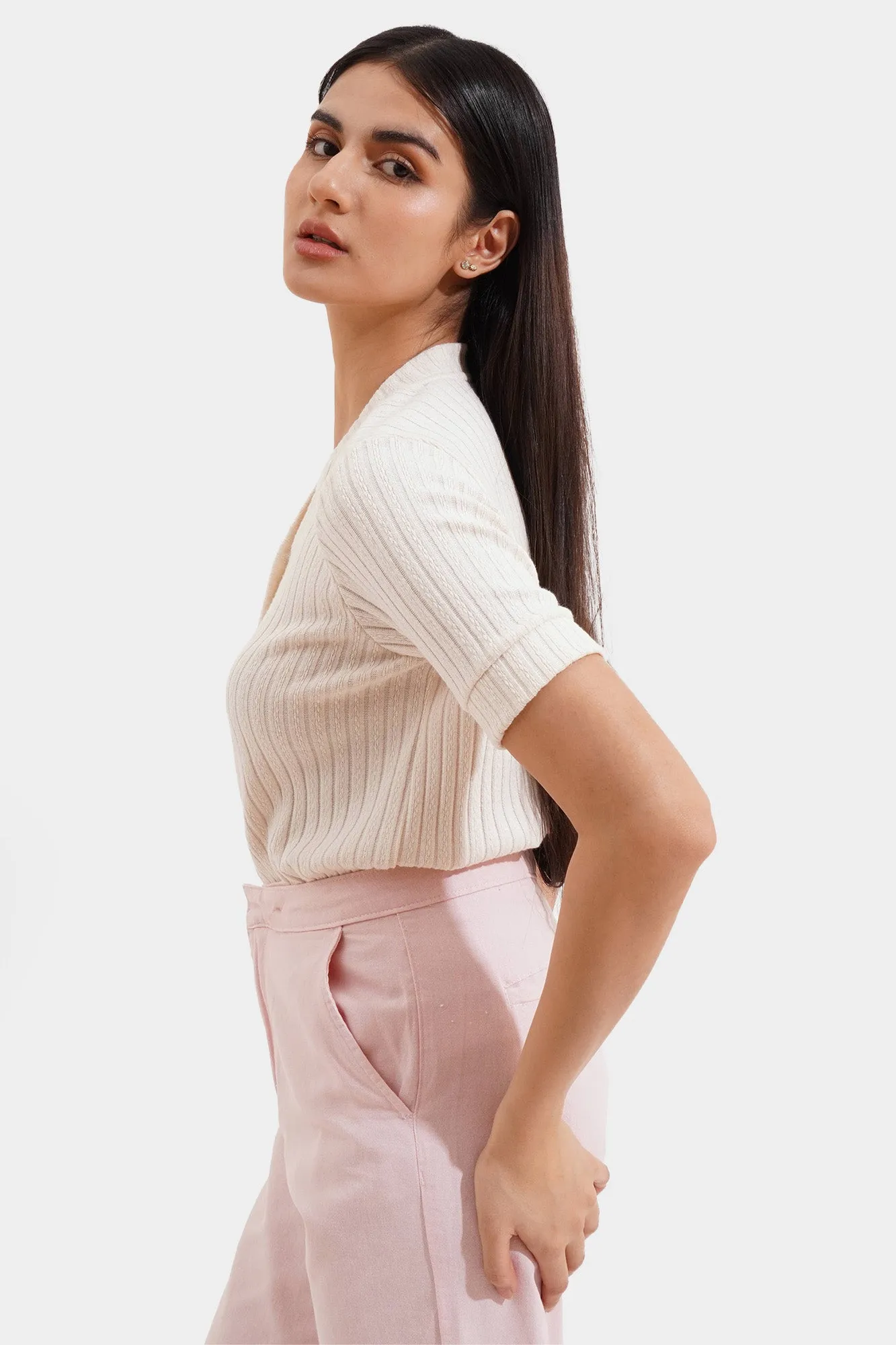 Openwork Button Down Tee