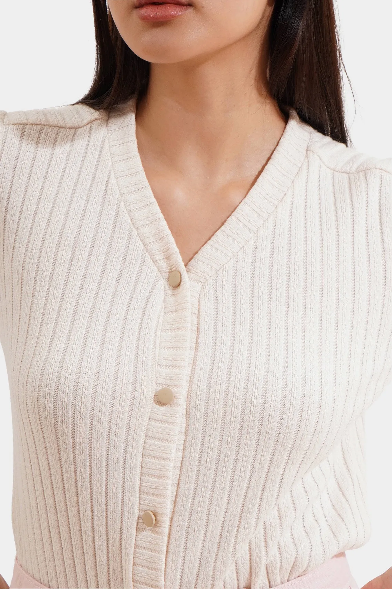 Openwork Button Down Tee