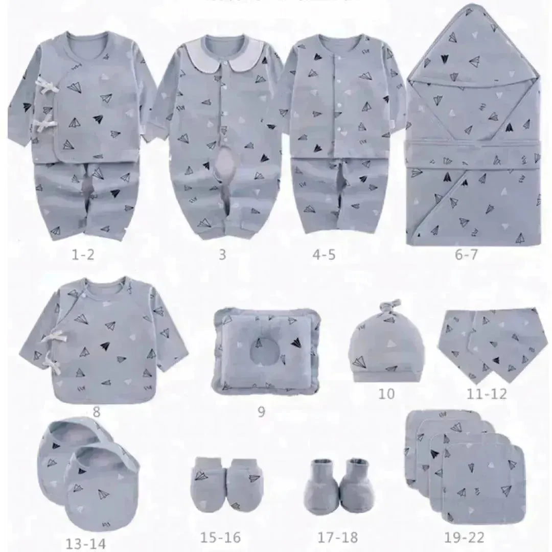 Organic Cotton New Born Gift Set (Set of 22 Pcs)