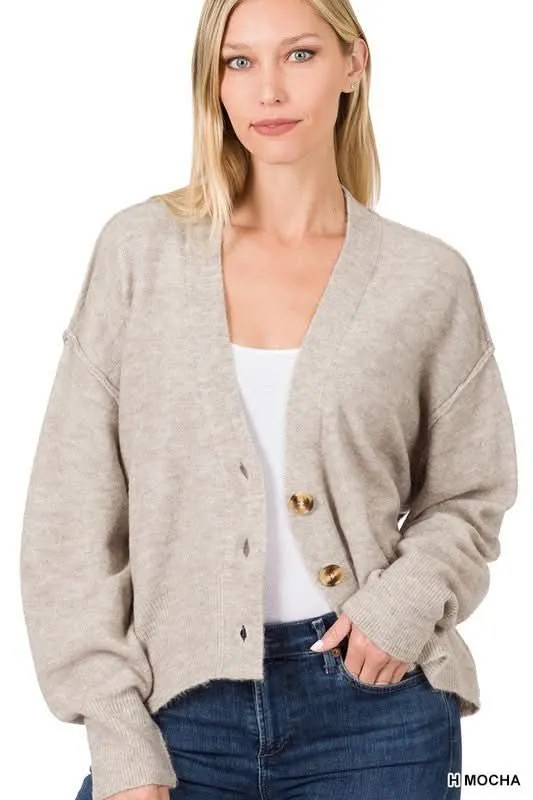 Oversized Hi-low Hem Melange Sweater Cardigan