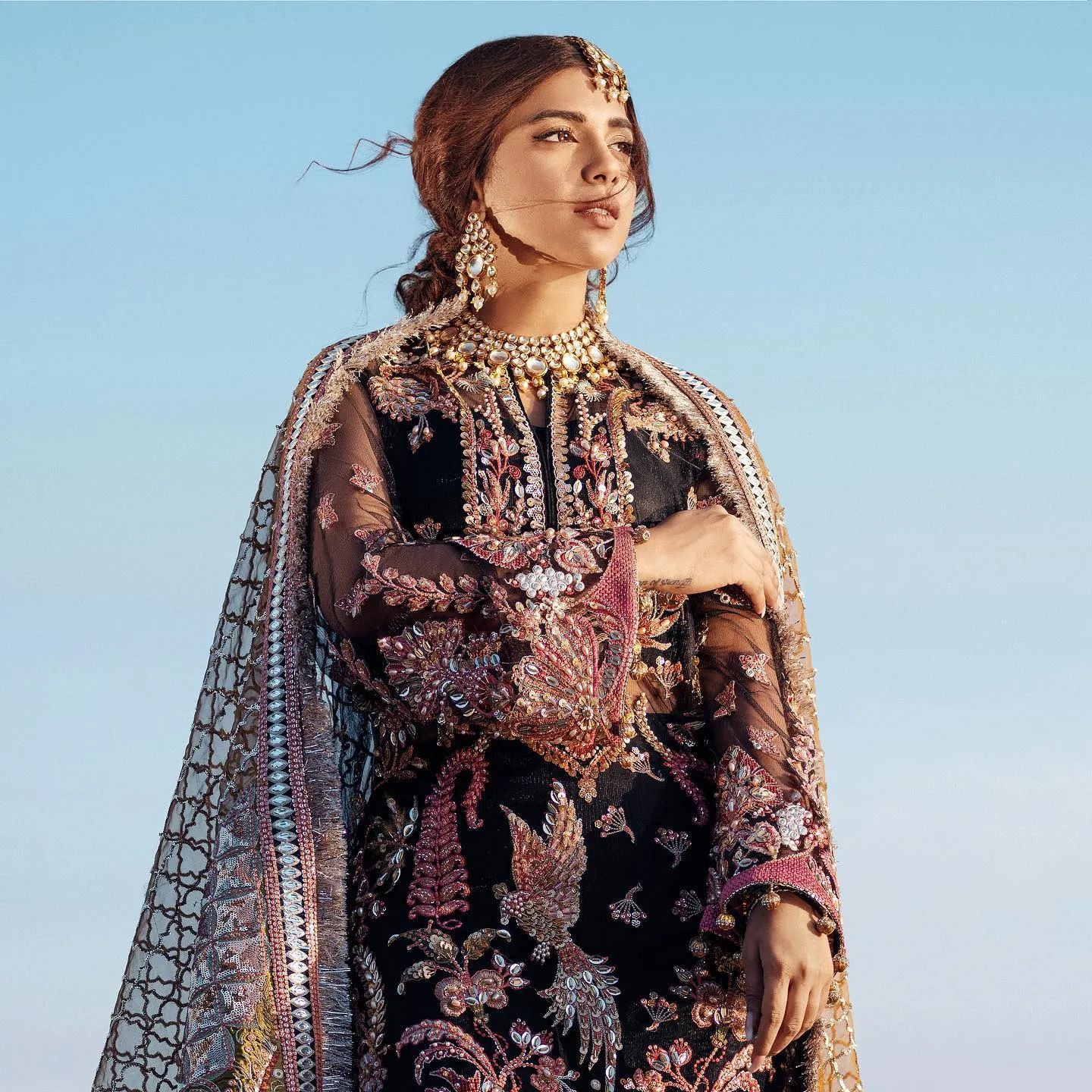 Pakistani Black Dress in Kameez Trouser Style #PS861