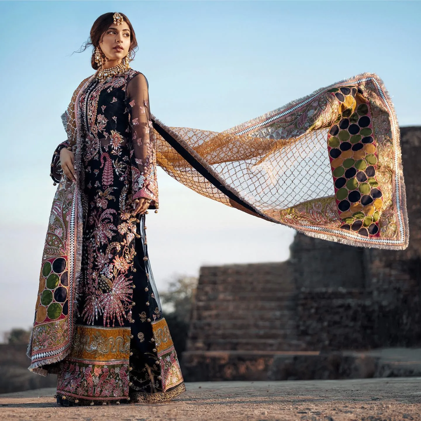 Pakistani Black Dress in Kameez Trouser Style #PS861