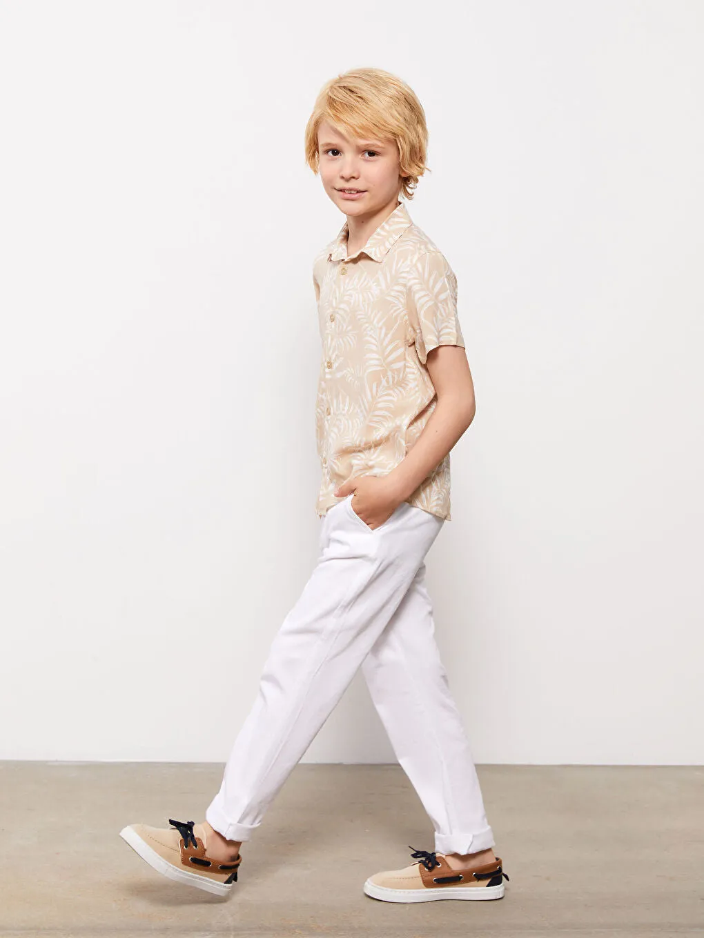 Patterned Short Sleeve Boy Shirt