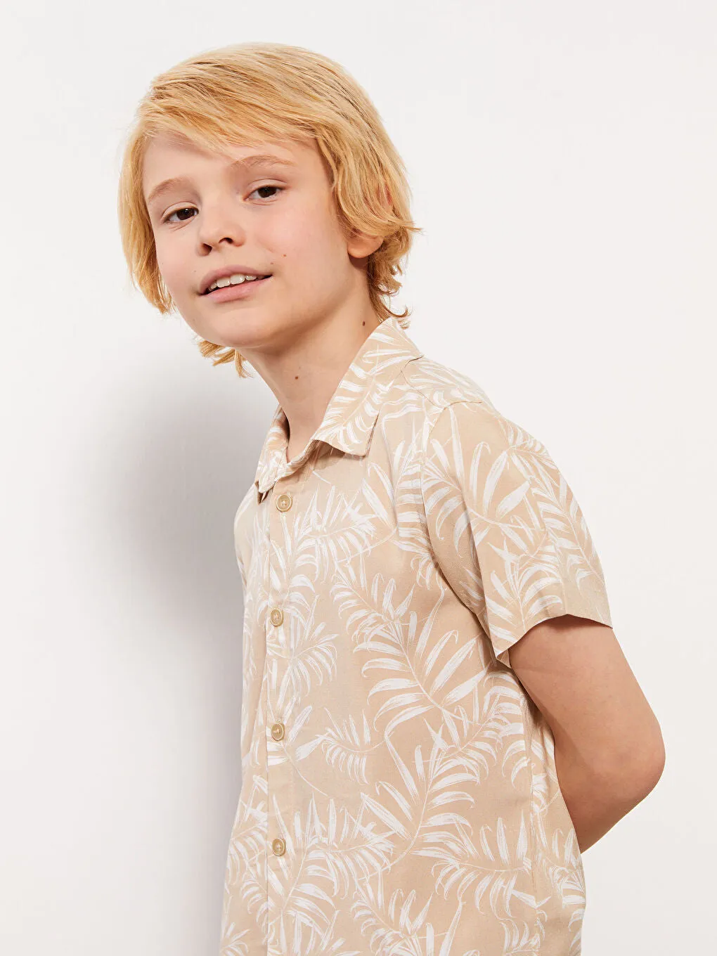 Patterned Short Sleeve Boy Shirt