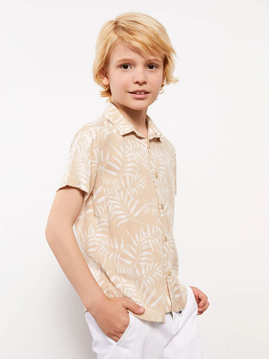 Patterned Short Sleeve Boy Shirt