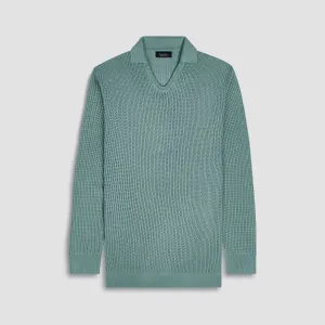 Patterned V-Neck Polo Sweater
