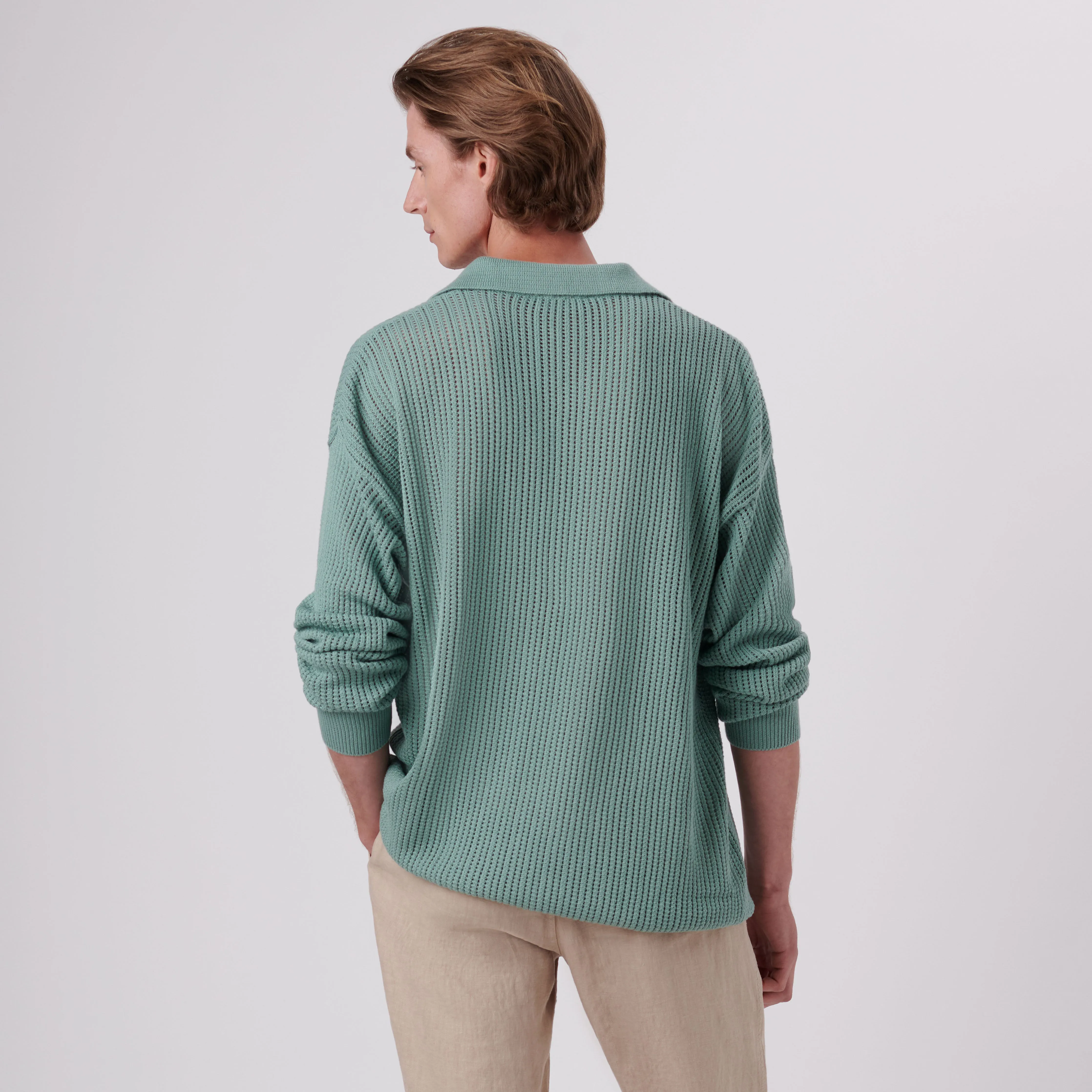 Patterned V-Neck Polo Sweater
