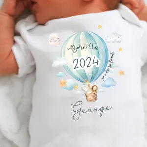 Personalised Born in 2024 Baby Vest, Safari Baby Sleepsuit, Personalised Baby Outfit, New Baby Gift, Cute Baby Boy, Baby Announcement Vest