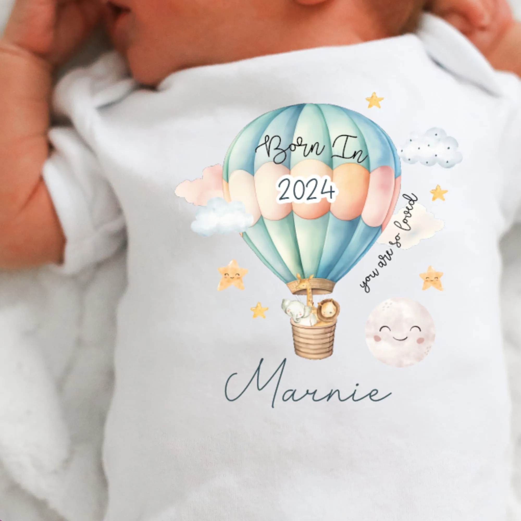 Personalised Born in 2024 Baby Vest, Safari Baby Sleepsuit, Personalised Baby Vest, New Baby Gift, Cute Baby Girl, Baby Announcement Vest
