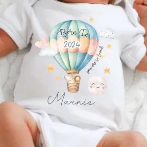 Personalised Born in 2024 Baby Vest, Safari Baby Sleepsuit, Personalised Baby Vest, New Baby Gift, Cute Baby Girl, Baby Announcement Vest