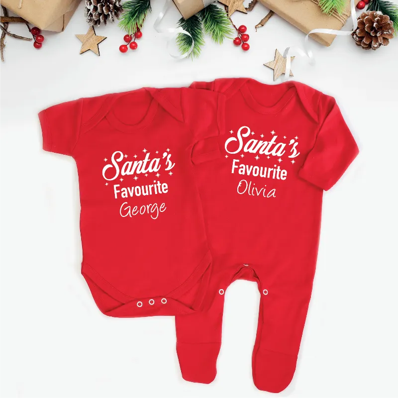 Personalised Santa's Favourite Baby Bodysuit
