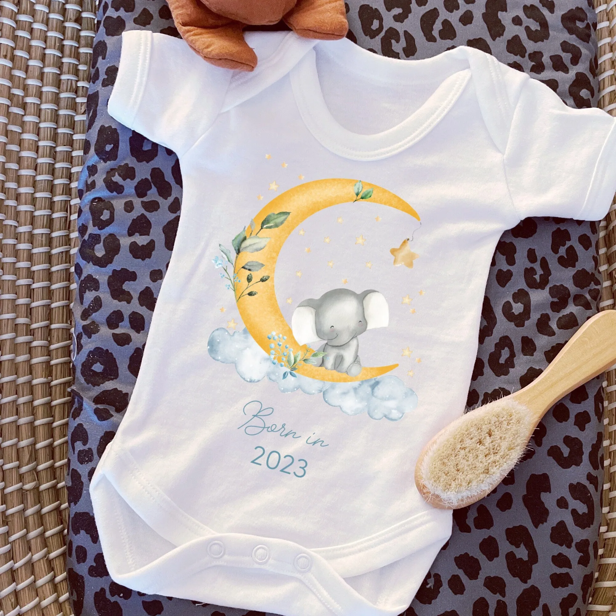 Personalised Sleepsuit, New baby gift, Born in 2023 gift, Personalised baby grow, Safari baby gift, Going home outfit, Baby keepsake vest