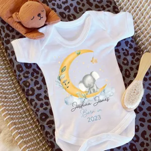 Personalised Sleepsuit, New baby gift, Born in 2023 gift, Personalised baby grow, Safari baby gift, Going home outfit, Baby keepsake vest