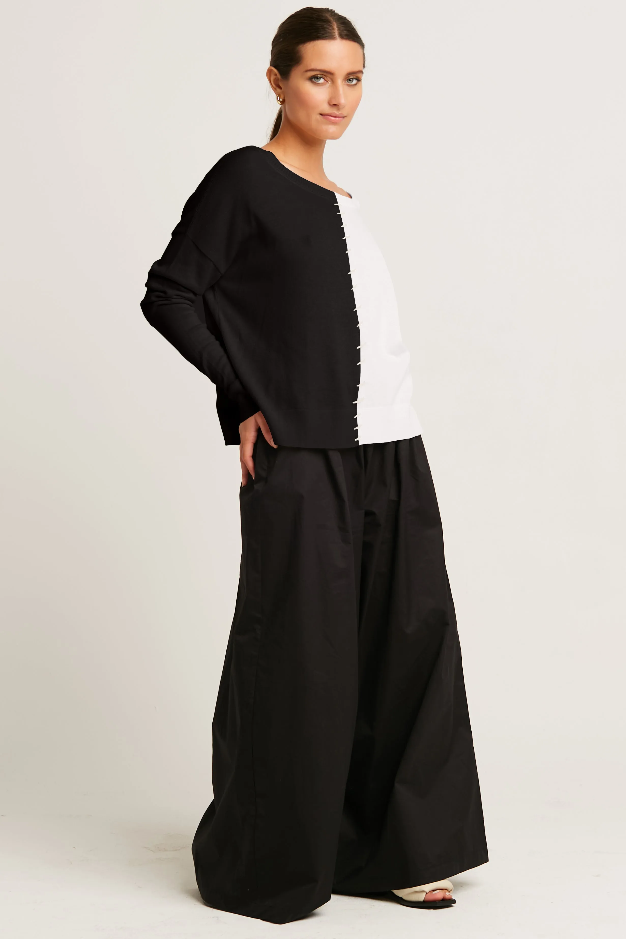 Pima Cotton 1/2 Whipped Crewneck Sweater