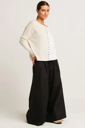 Pima Cotton 1/2 Whipped Crewneck Sweater