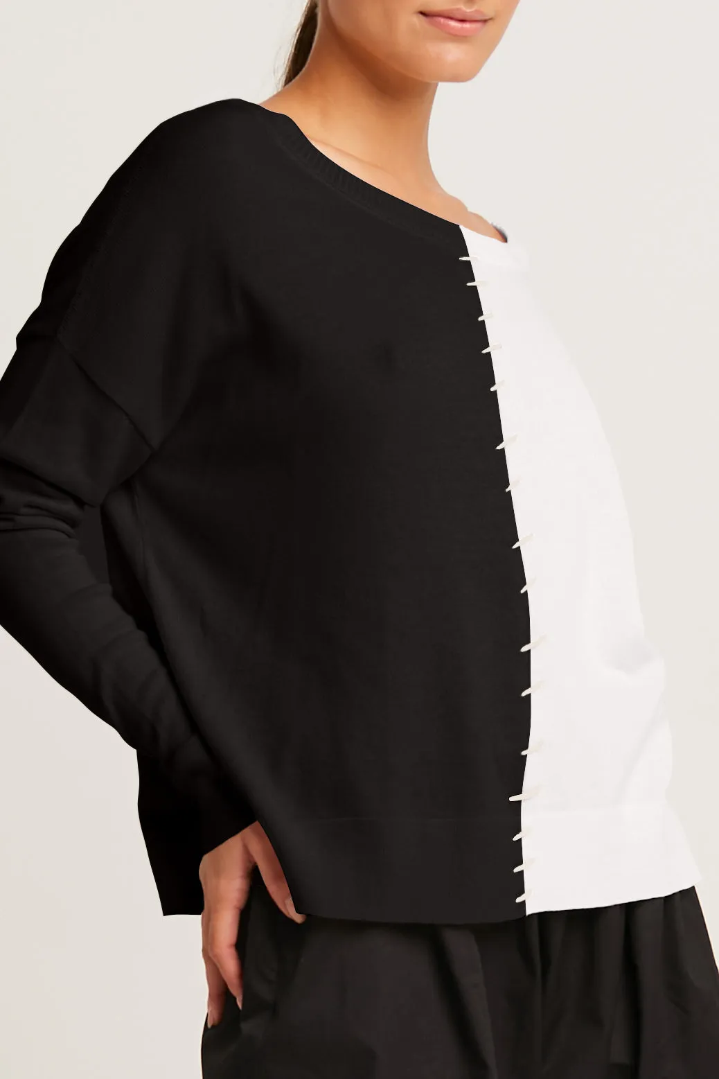 Pima Cotton 1/2 Whipped Crewneck Sweater