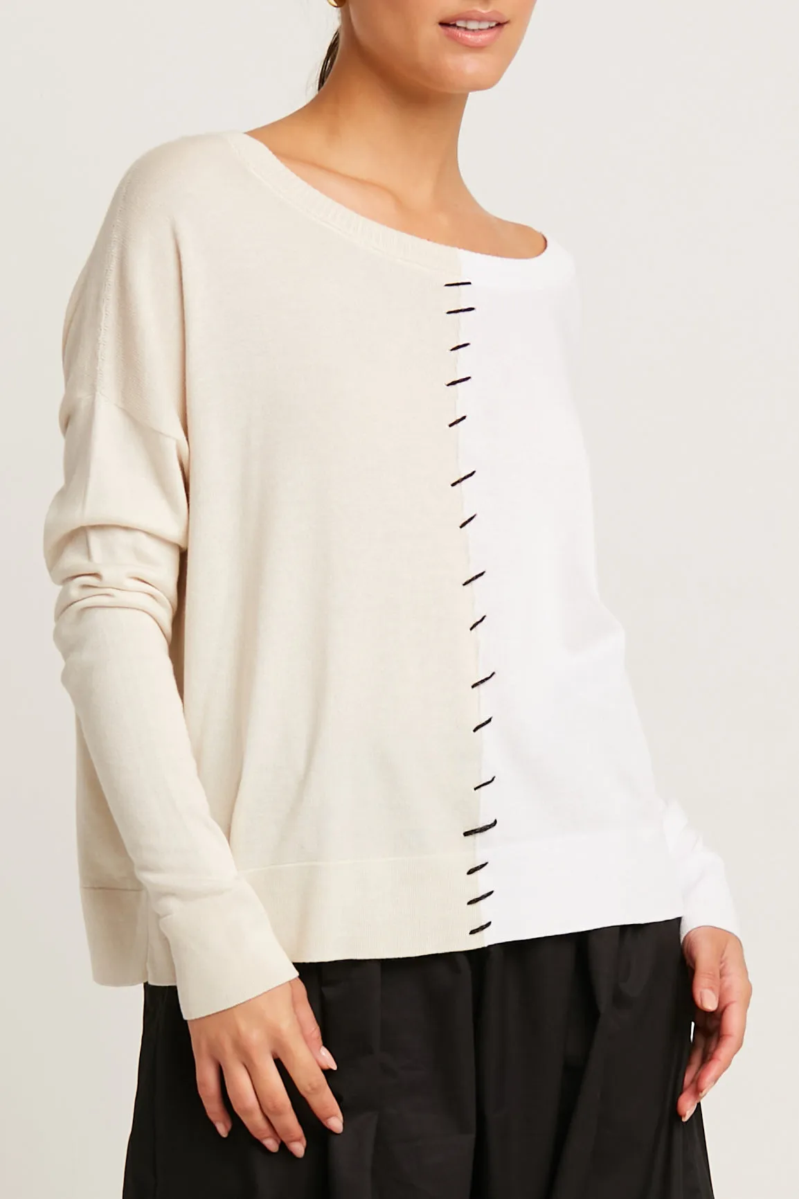 Pima Cotton 1/2 Whipped Crewneck Sweater