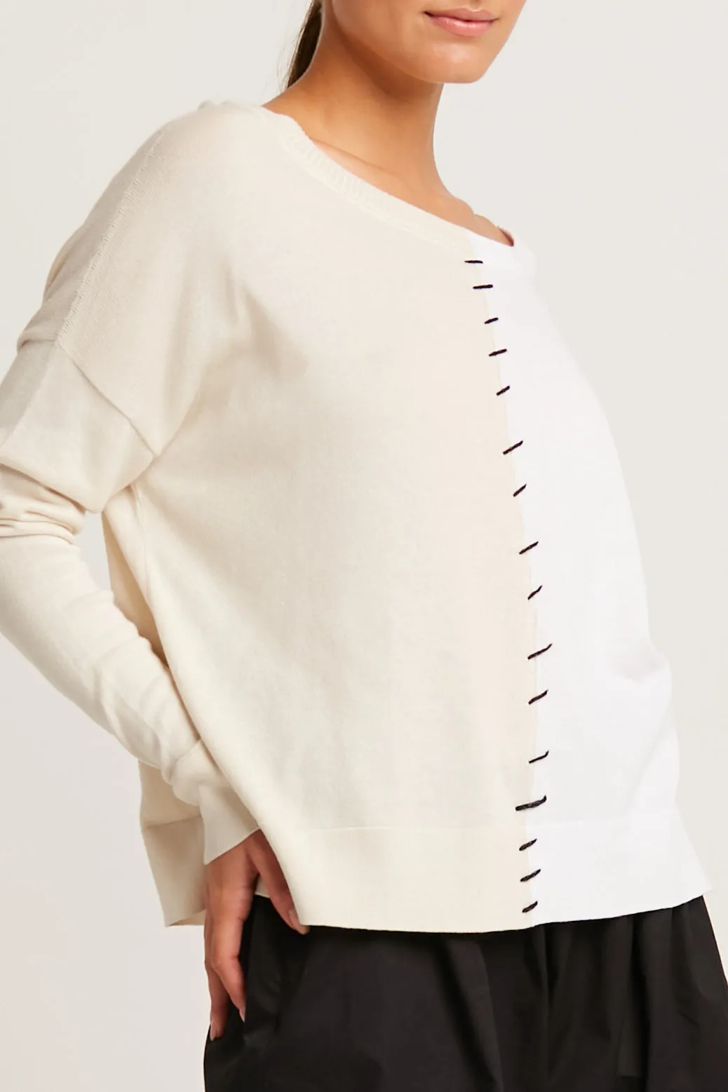 Pima Cotton 1/2 Whipped Crewneck Sweater
