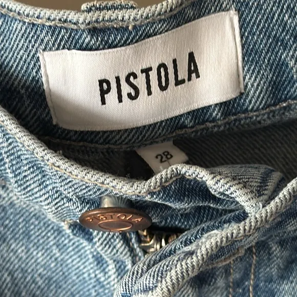Pistola Kaylee High Rise Pinched Loose Blue Denim Shorts in Boulder 28