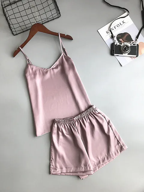 Plain Short Silky Pajama Set