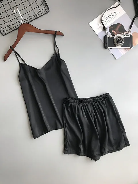 Plain Short Silky Pajama Set