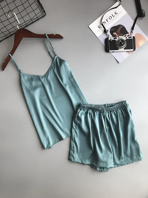 Plain Short Silky Pajama Set