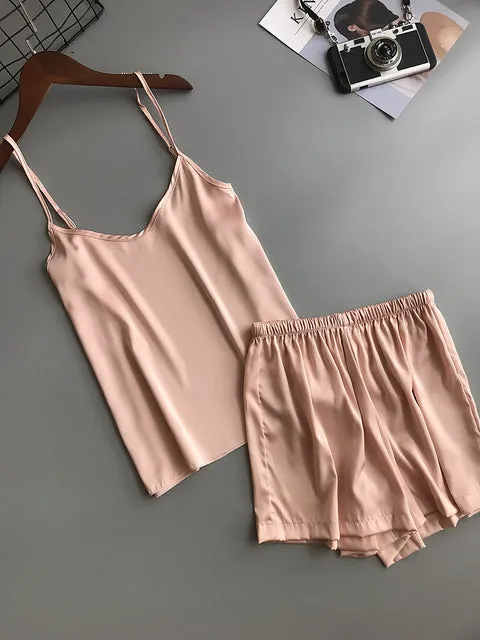 Plain Short Silky Pajama Set