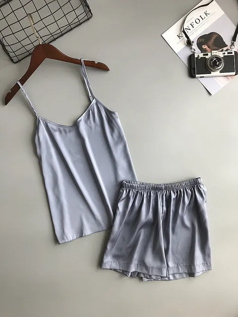 Plain Short Silky Pajama Set