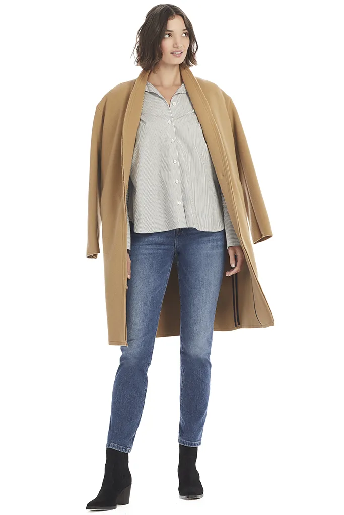 Pleated Clean Collar Shirt (Noir Multi)