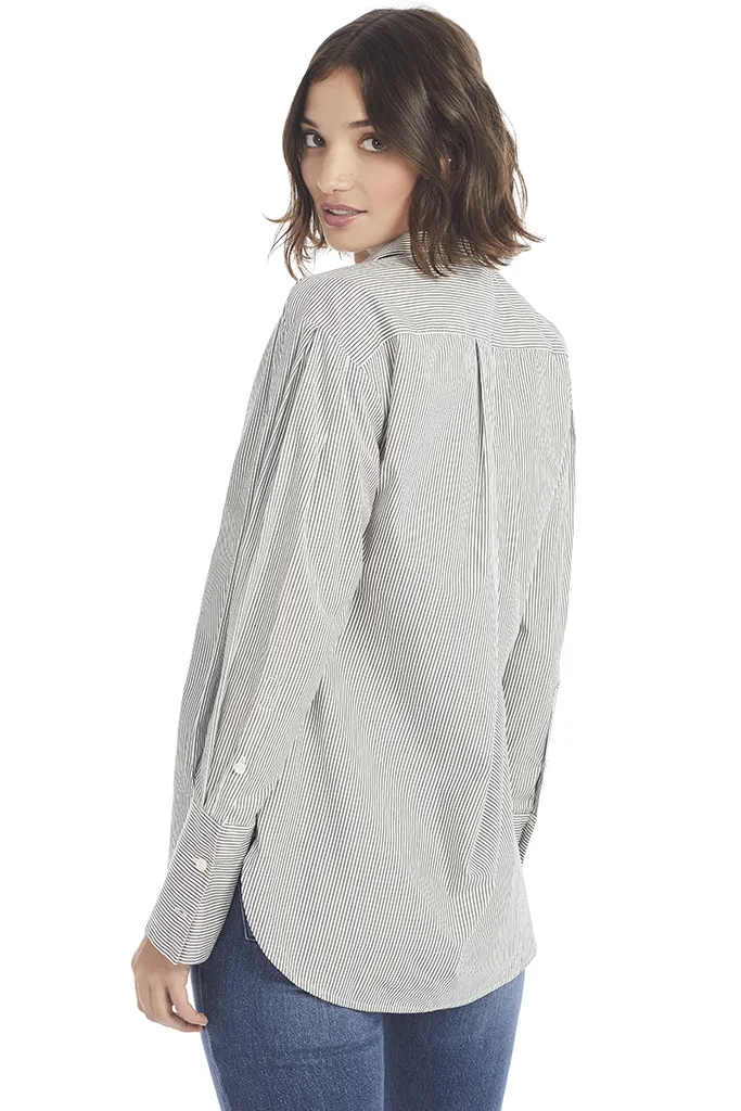 Pleated Clean Collar Shirt (Noir Multi)