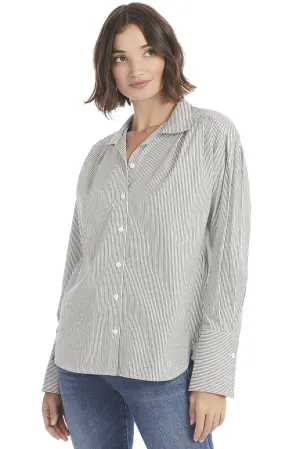 Pleated Clean Collar Shirt (Noir Multi)