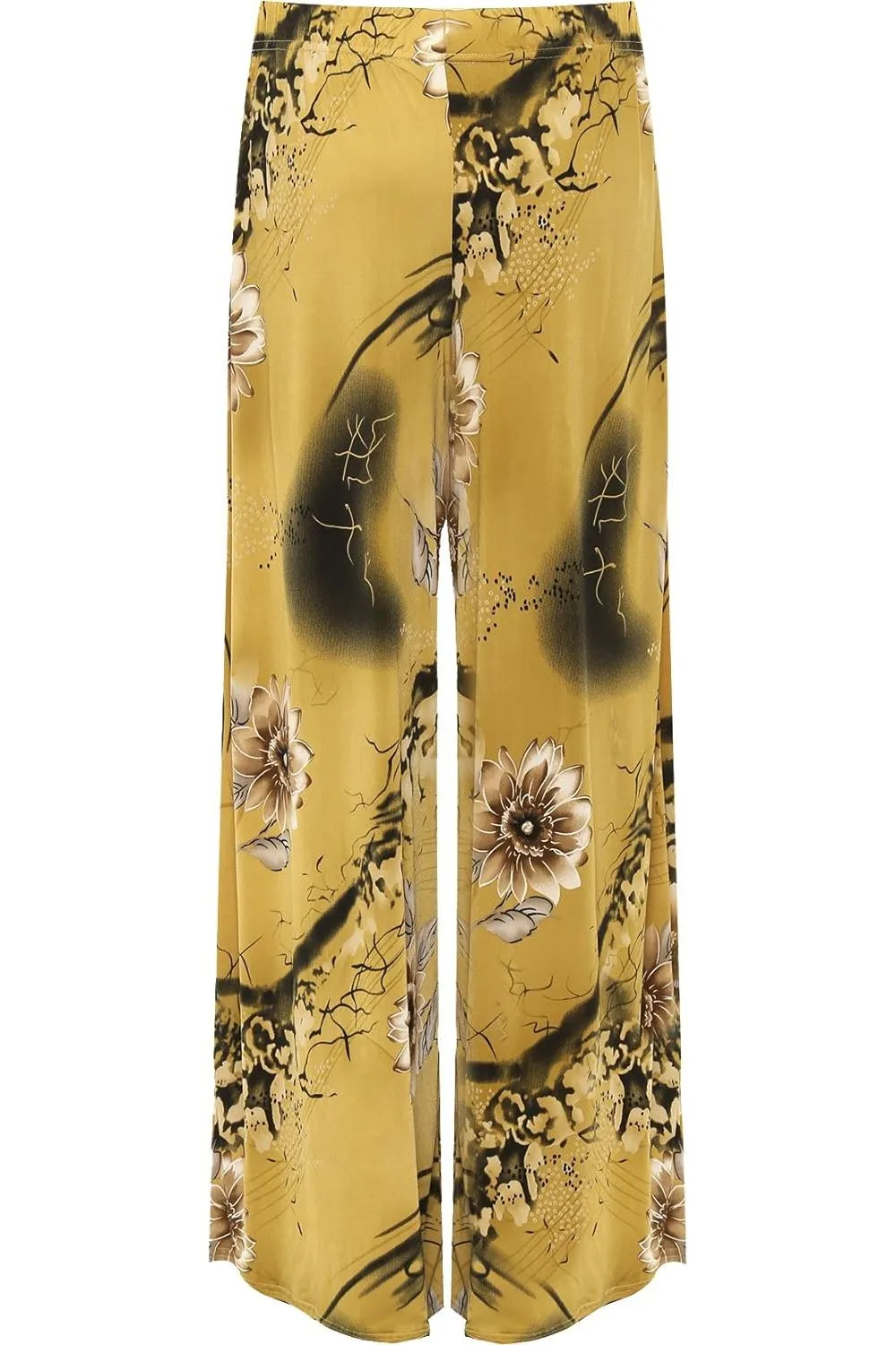 Plus Size Camel Floral Print Palazzo Trouser