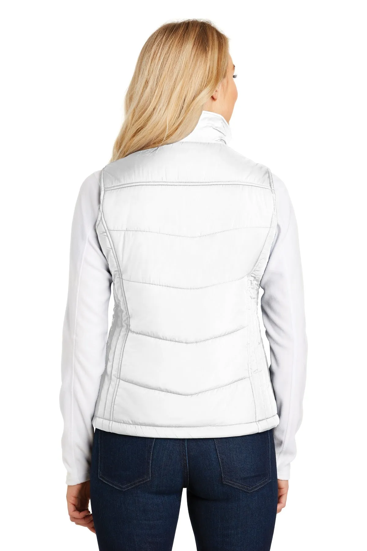 Port Authority Women's Puffy Vest. L709 White/ Dark Slate