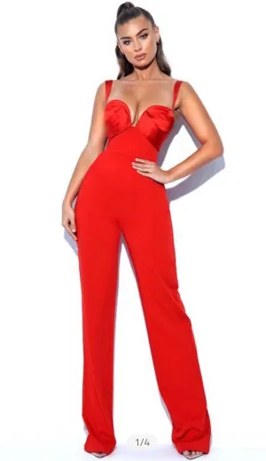 PRE-ORDER Nala Satin Jumpsuit x Red