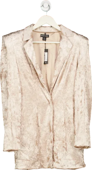 PrettyLittleThing Beige Textured Blazer UK 6
