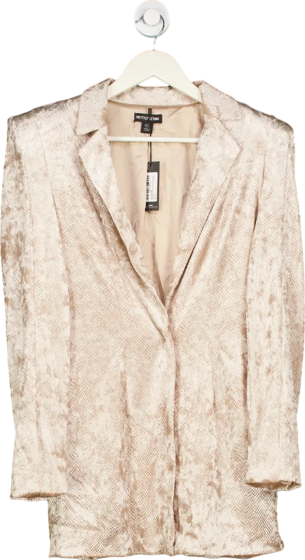 PrettyLittleThing Beige Textured Blazer UK 6